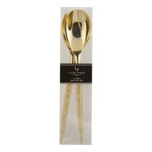 TigerChef Gold Glitter Two Tone Plastic Serving Spoon/Fork Set addl-2